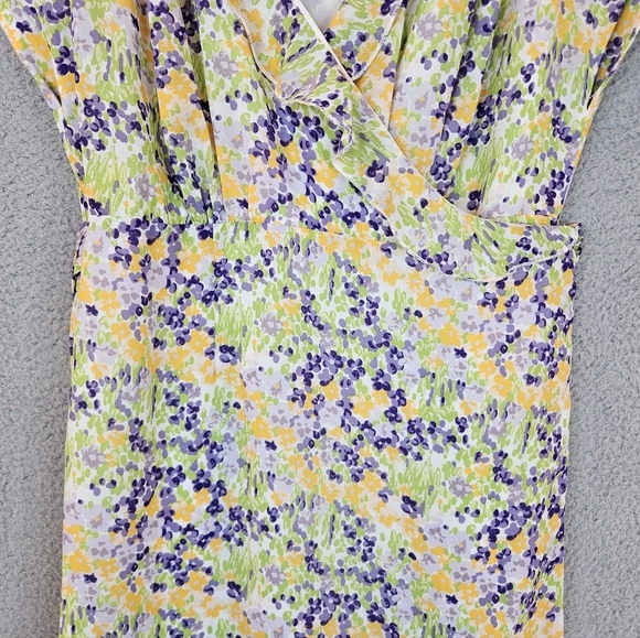 Chadwicks Womens Spring Summer Floral Ruffle Semi Wrap Midi Dress Sz 10 - Picture 5 of 11